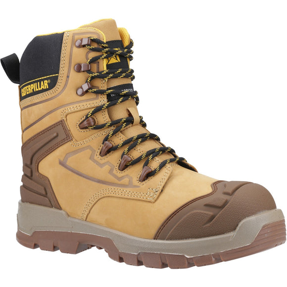 caterpillar safety boot in tan colour