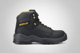Caterpillar Striver S3 black safety boot side angle showing padded collar and heel support