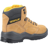 Caterpillar Striver S3 honey safety boot rear angle with padded collar and heel support