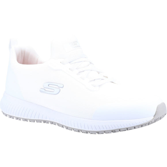 Skechers Non-Slip Footwear Skechers Squad Slip Resistant Myton Work Shoe - White